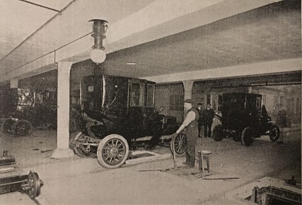 Cars Leaving Garage 1907